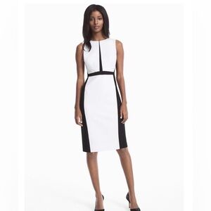 White House Black Market Black and White Midi Dress